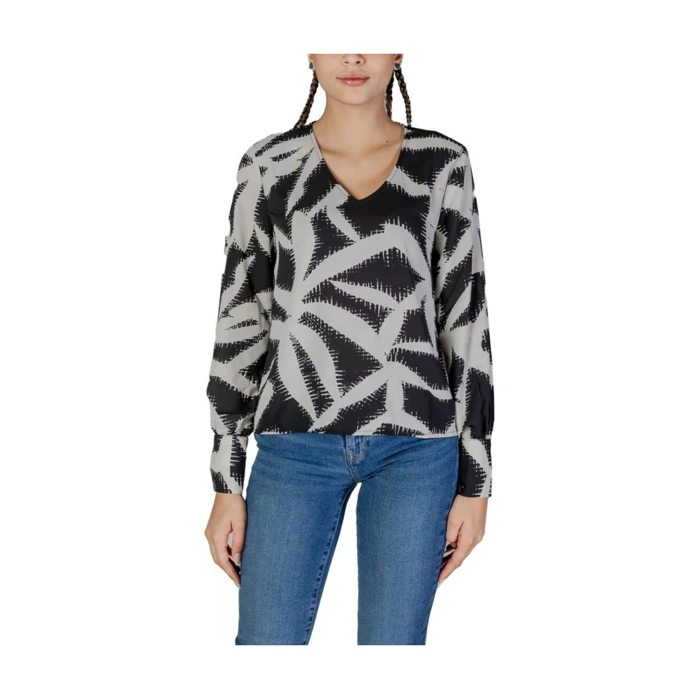 Jacqueline De Yong Women's Multicolor Eco-Friendly Abstract Print V-Neck Blouse - Blouses - 2XL- Blouses & Shirts
