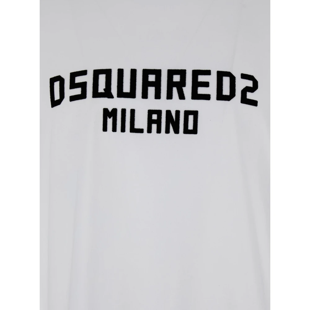 Dsquared2 Wit Logo Crewneck T-shirt Katoen Man White Heren