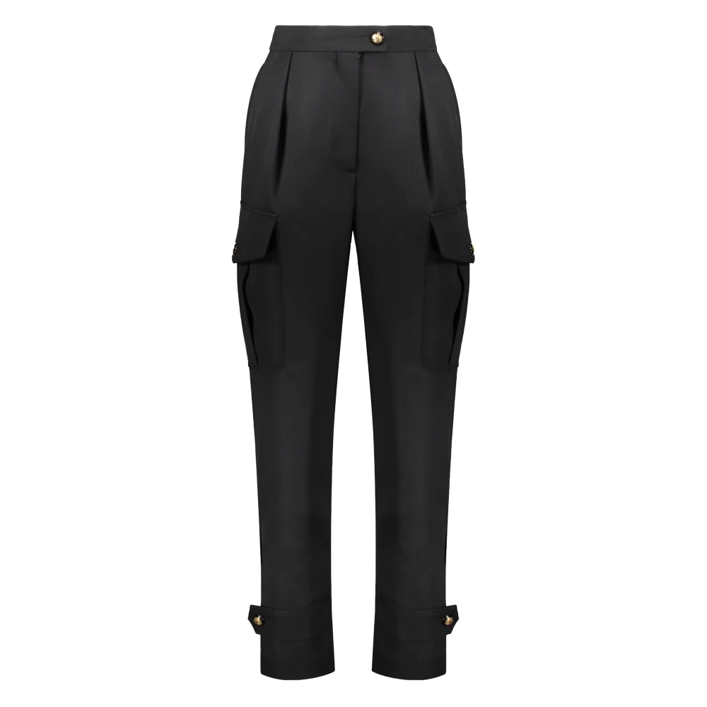 Alexander mcqueen Wollen broek met zakken en versierde knopen Black Dames