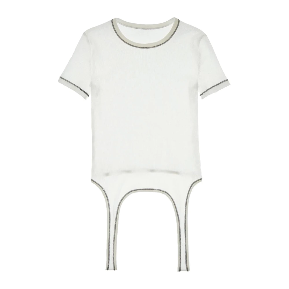 Helmut Lang Cutaway T-Shirt met Twist Detail White Dames