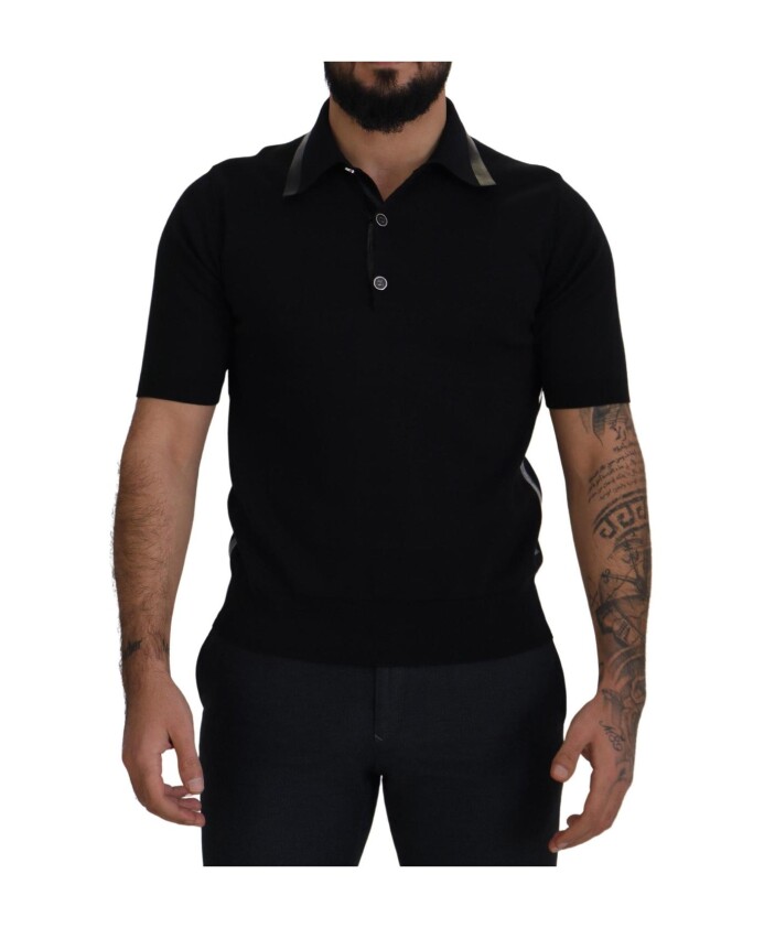 polo-noir-soie-coton