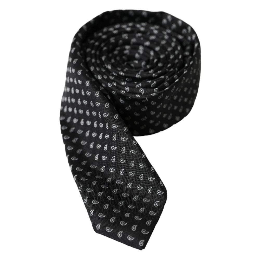 Dolce & Gabbana Zwarte Jacquard Zijden Stropdas voor Mannen Black Heren