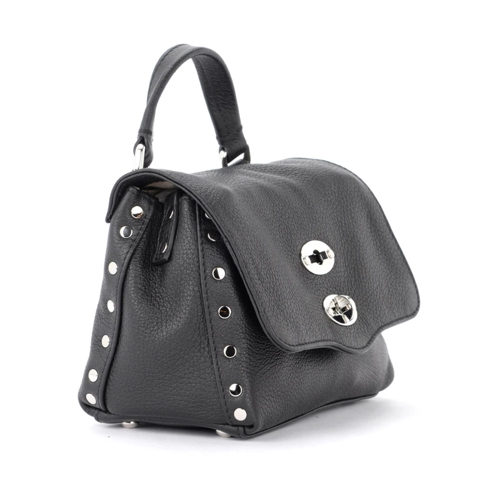 Zanellato Zwarte Gehamerde Leren Postina Daily Baby Schoudertas Black Dames