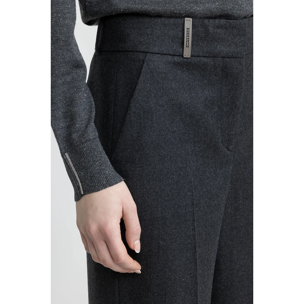 PESERICO Lurex wol flanel klassieke broek Black Dames