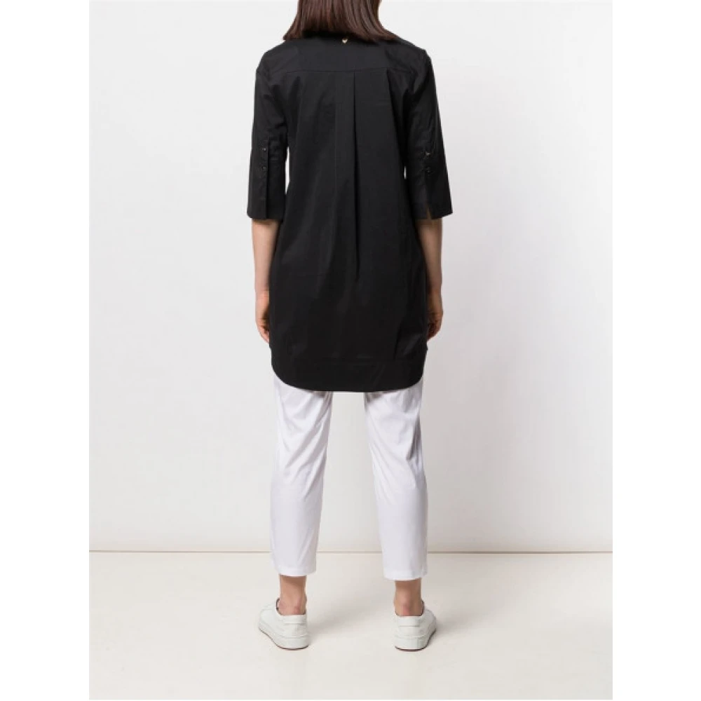 Twinset Lange Poplin Tuniek Korte Mouw Black Dames
