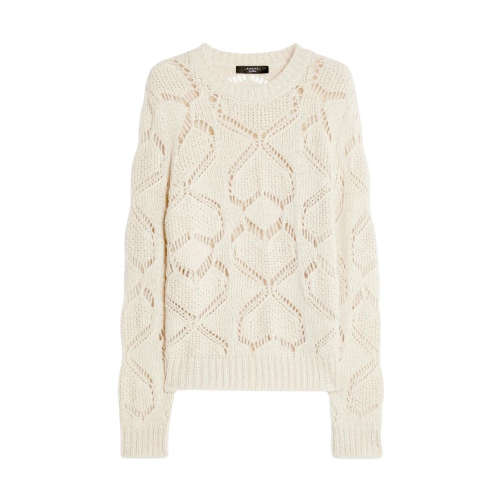 Max Mara Weekend Elegant Stickad Tröja med Rund Hals Beige, Dam