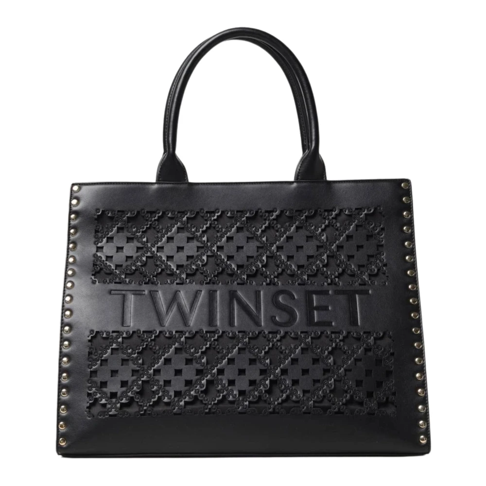 Twinset Zwarte Tas met Studs en Telefoonvak Black Dames