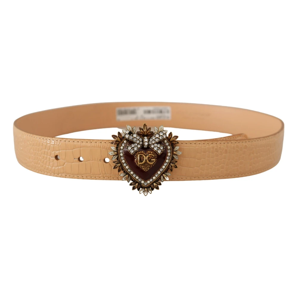 Dolce & Gabbana Gegraveerde gesp leren riem Beige Dames