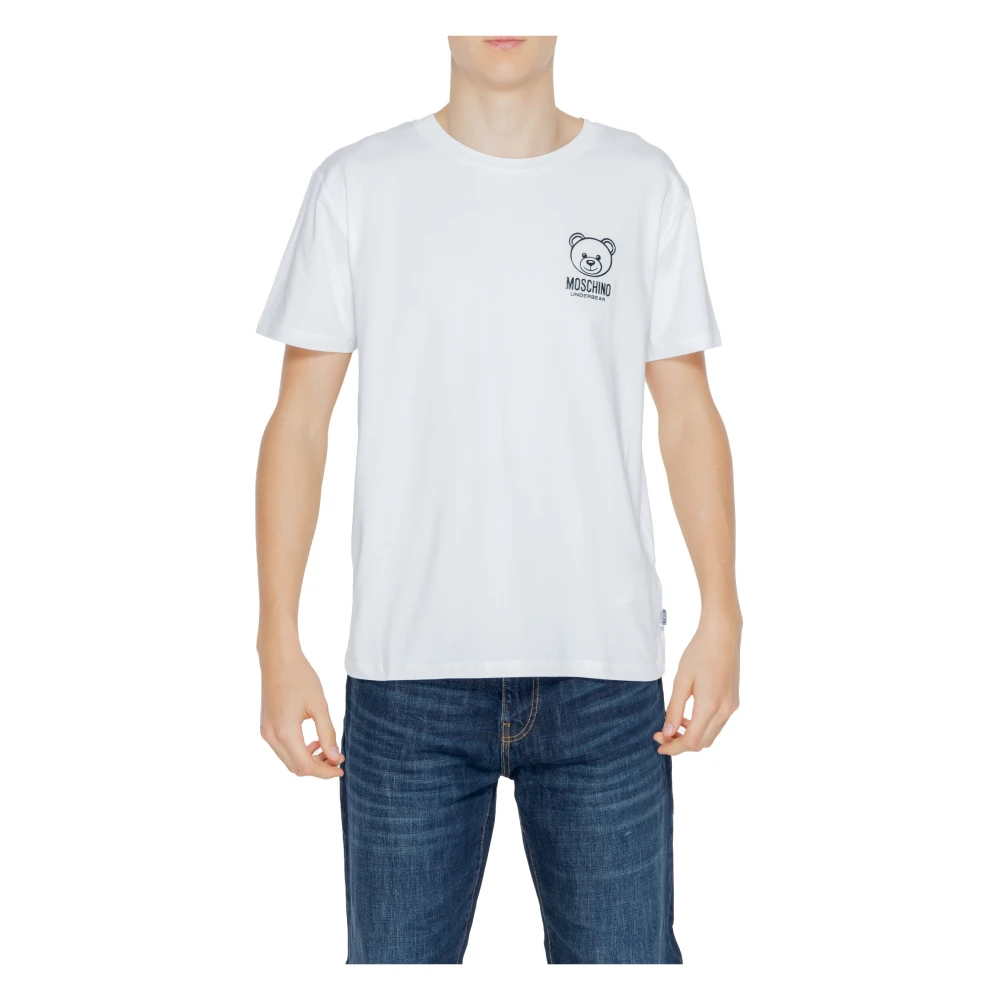 Moschino Wit Bedrukt Ronde Hals T-shirt White Heren