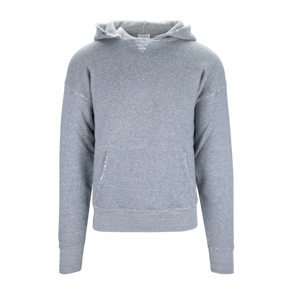 Saint Laurent Hooded sweatshirt met distressed print Gray Heren