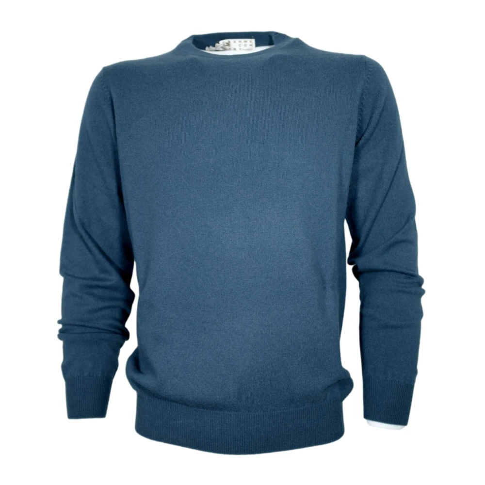 Cashmere Company Men's Blue Round-Neck Knitwear, M, Maglia Girocollo