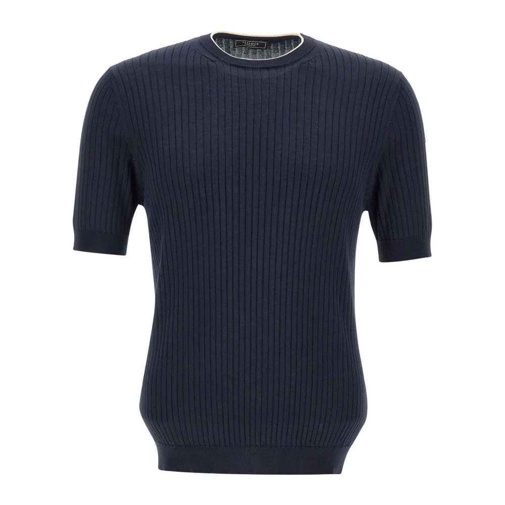 PESERICO Blauwe Katoenen Crew Neck Sweater Blue Heren