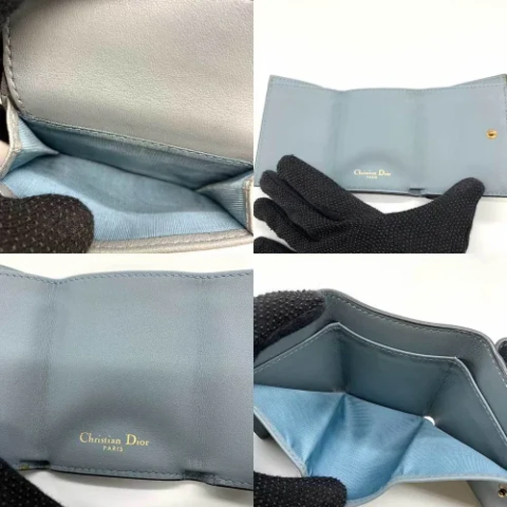 Dior Vintage Pre-owned Leather wallets Gray Dames
