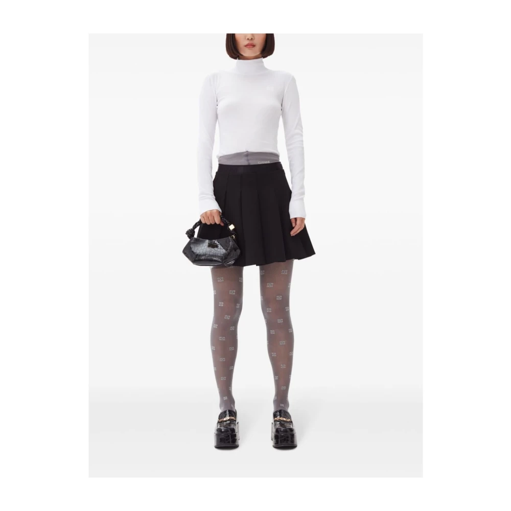 Ganni Zwarte Geplooide Mini Rok Black Dames
