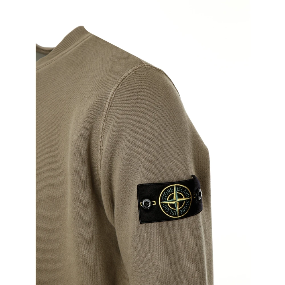 Stone Island Diagonaal Geweven Sweatshirt met Ronde Hals Brown Heren