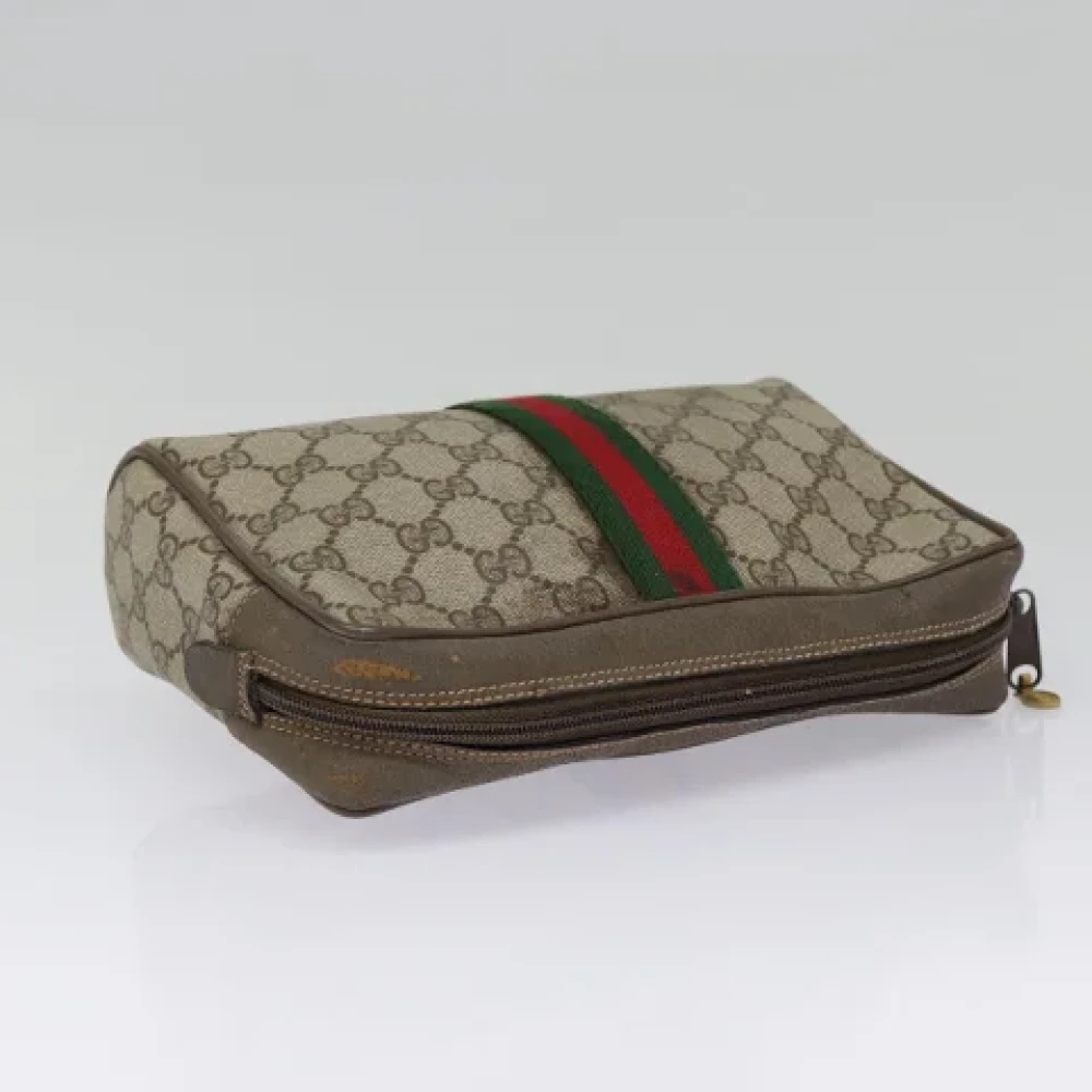 Gucci Vintage Pre-owned Leather clutches Beige Dames