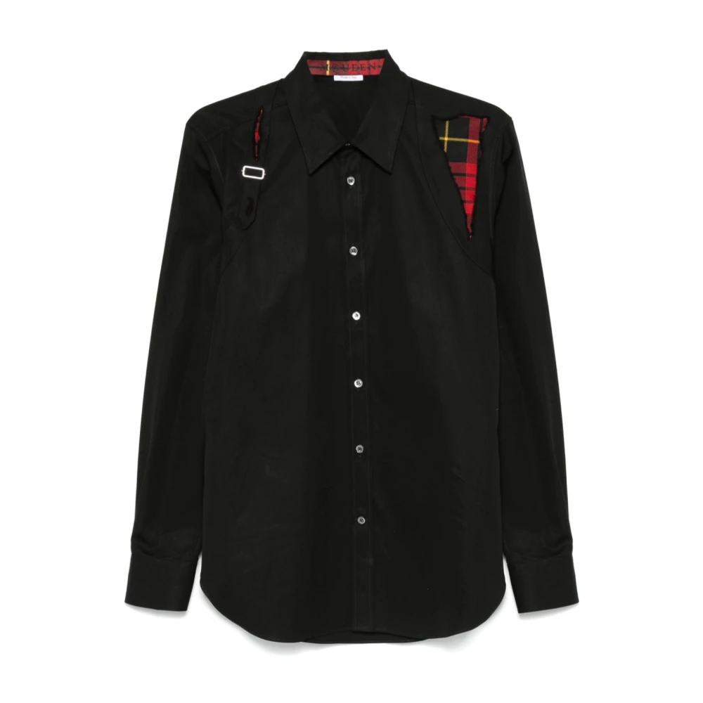 Alexander mcqueen Zwart Tartan Detail Katoenen Overhemd Black Heren
