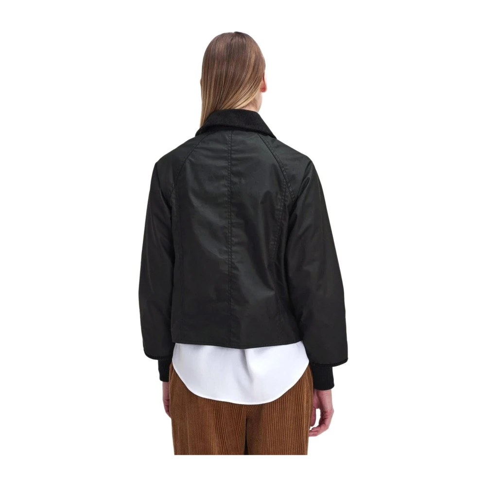 Barbour Zwarte Gewaxte Korte Jas Black Dames