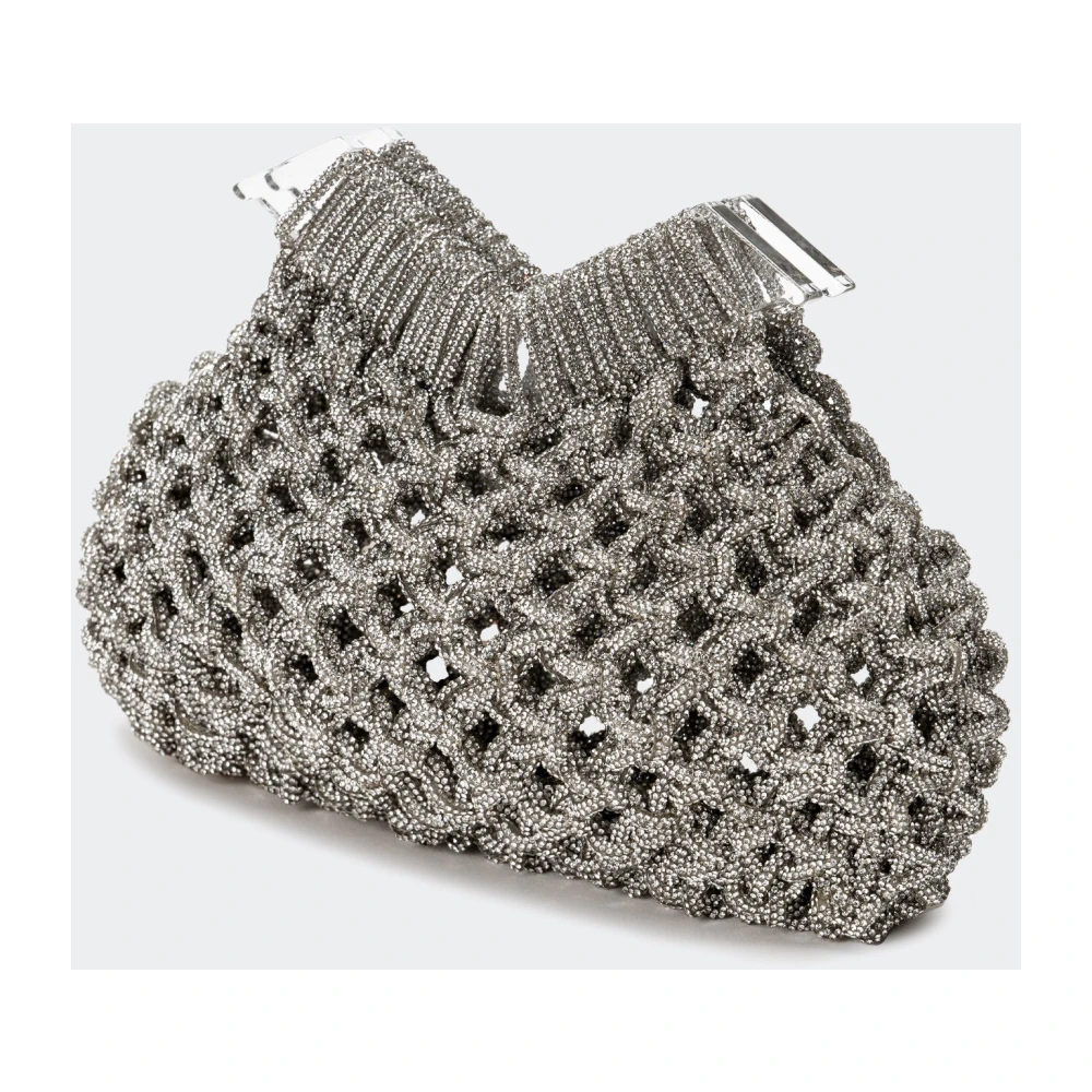 Hibourama Handgeweven Diamanten Clutch met Kristallen Gray Dames