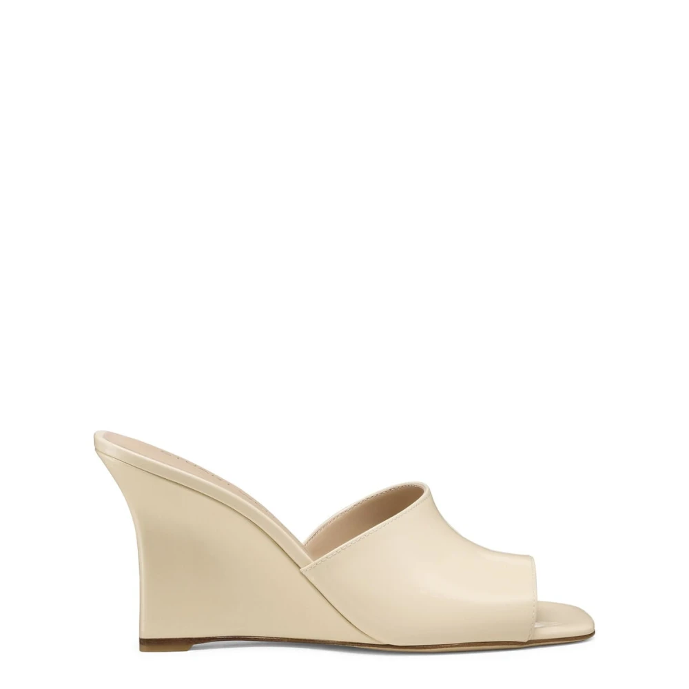 Stuart Weitzman Women's Beige Vinnie Wedge Mule Slide 85 - Wedges - 7 1/2 Uk - Shoes