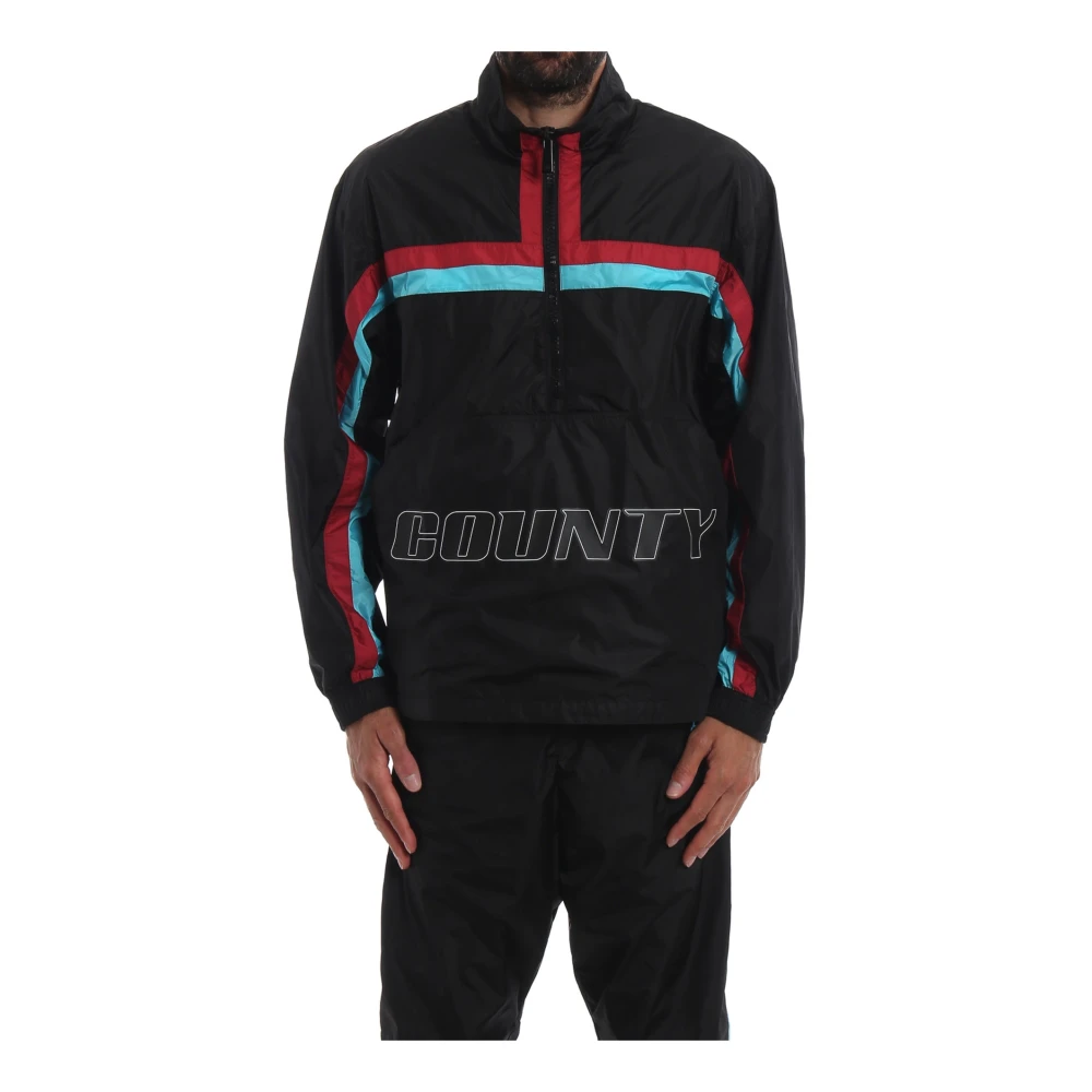 Marcelo Burlon Logo Windbreaker Jas Mannen Black Heren