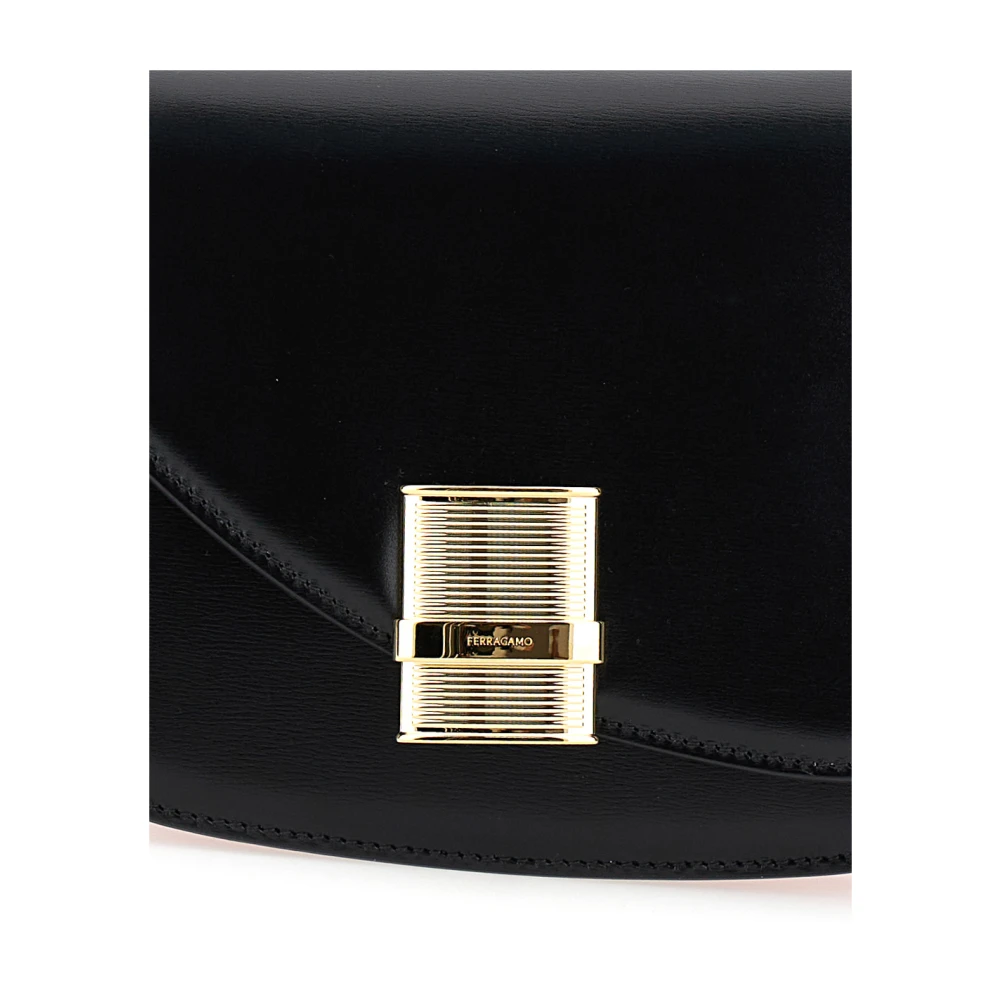 Salvatore Ferragamo Zwarte Crossbody Tas met Asymmetrisch Ontwerp Black Dames
