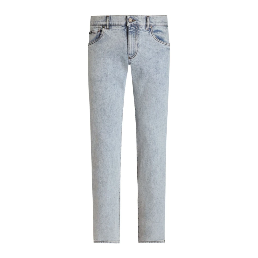 Dolce & Gabbana Blauwe Straight-Cut Jeans Gray Heren