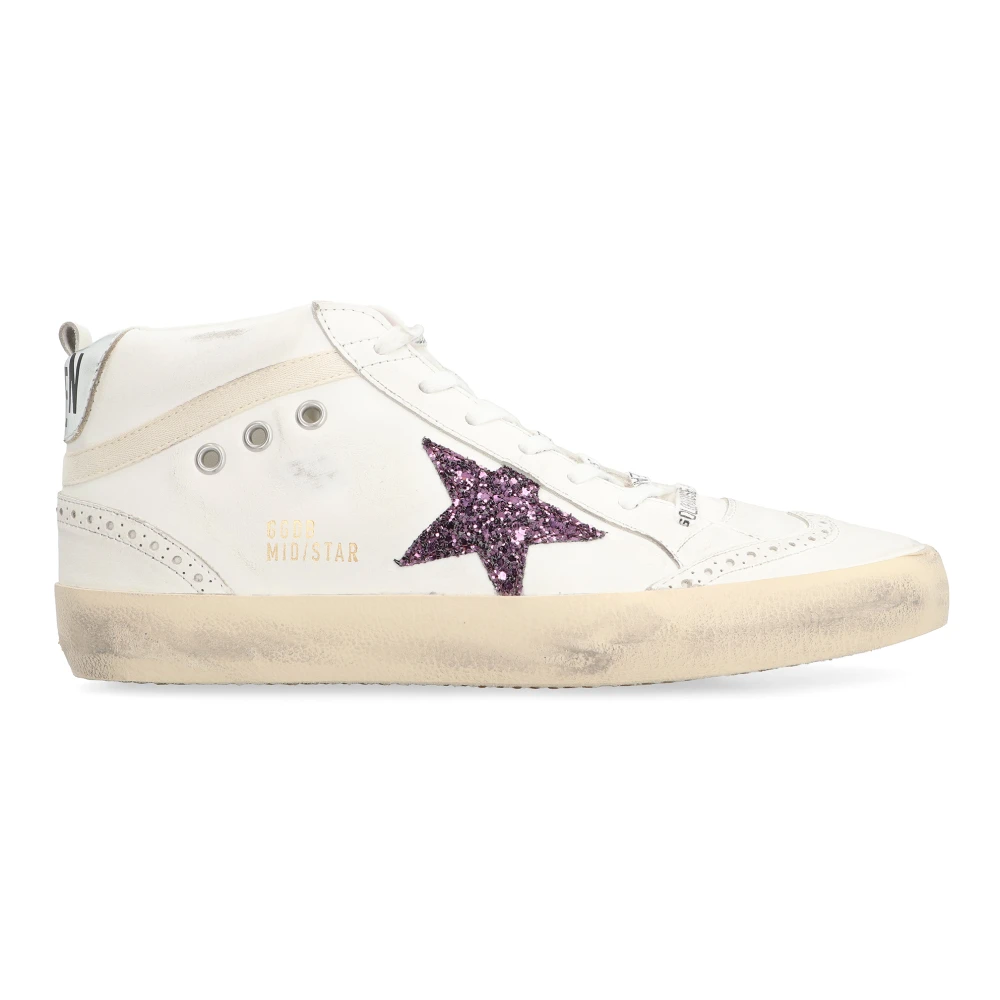 Golden Goose Women's White Sneakers,, Glitter Star Mid-Top Trainers Size 5 Uk