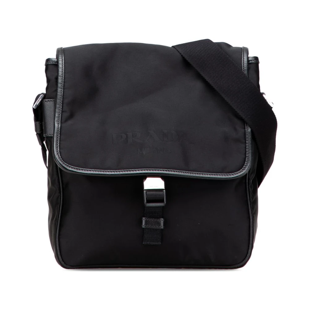 Prada Vintage Women's Black Pre-Owned Textile Crossbody Bag