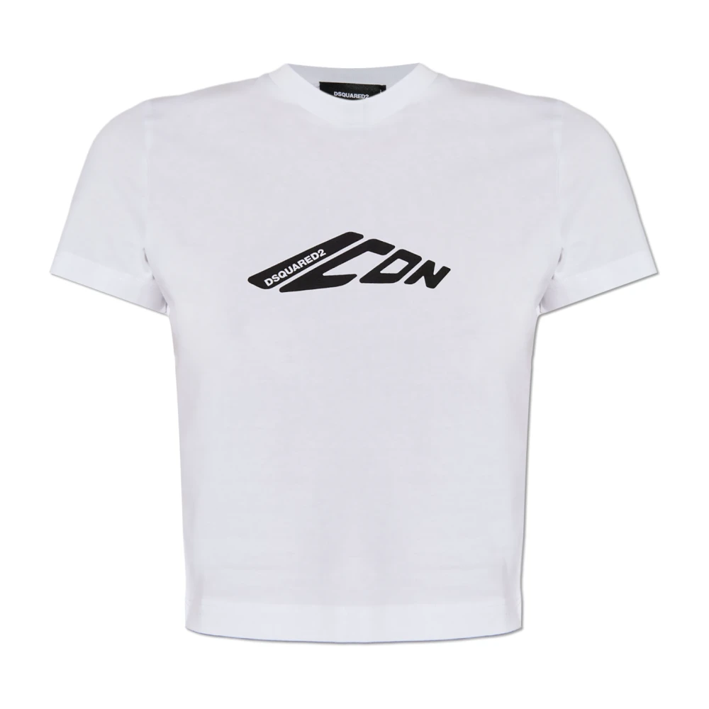 Dsquared2 White Short T-Shirt With Logo - Female - T-Shirts - Xs - Tops
