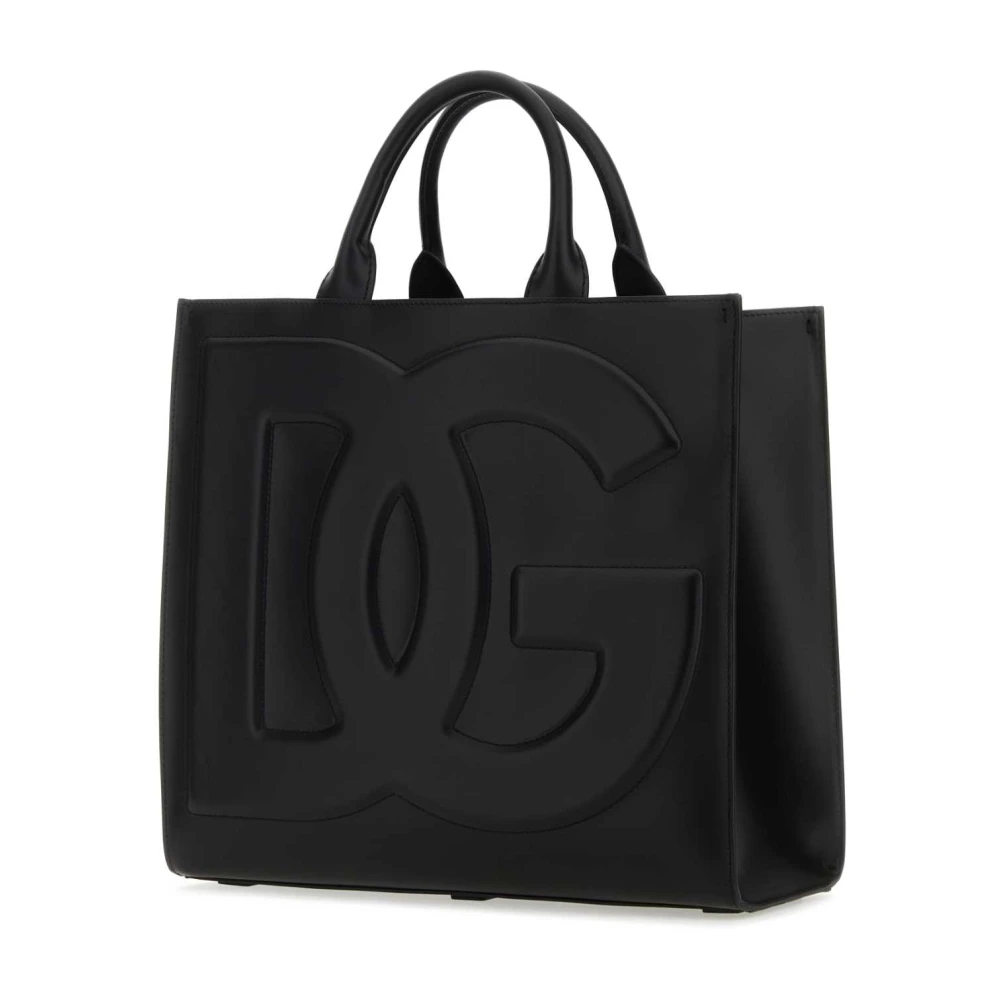 Dolce & Gabbana Zwarte leren DG Daily boodschappentas Black Dames