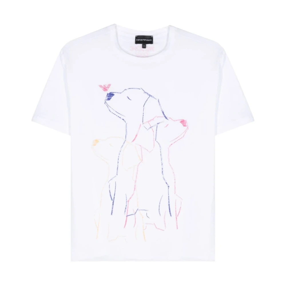 Emporio Armani Witte T-shirts en Polos met Paneeldesign White Dames