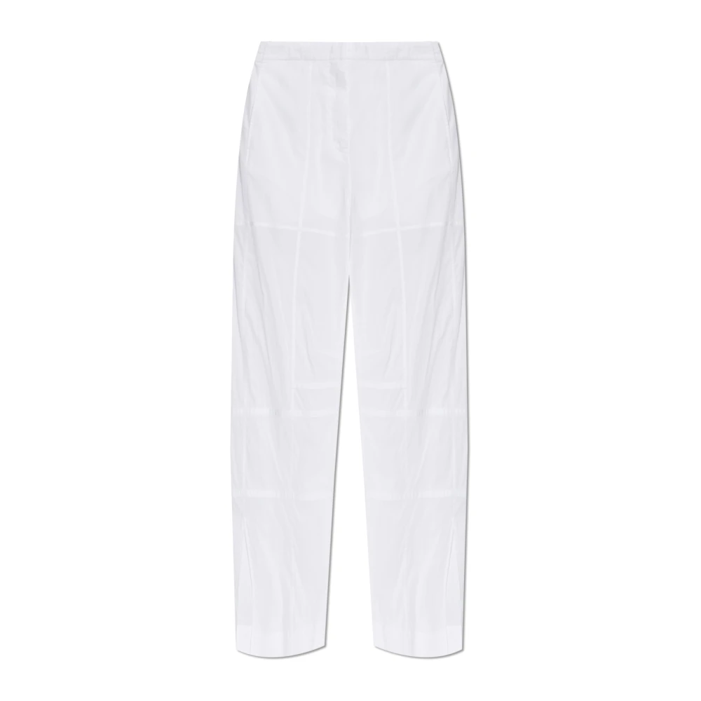 Jil Sander Femme Blanc - Pantalon En Coton Avec Fentes Aux Jambes - Pantalons - Taille: 38 Fr
