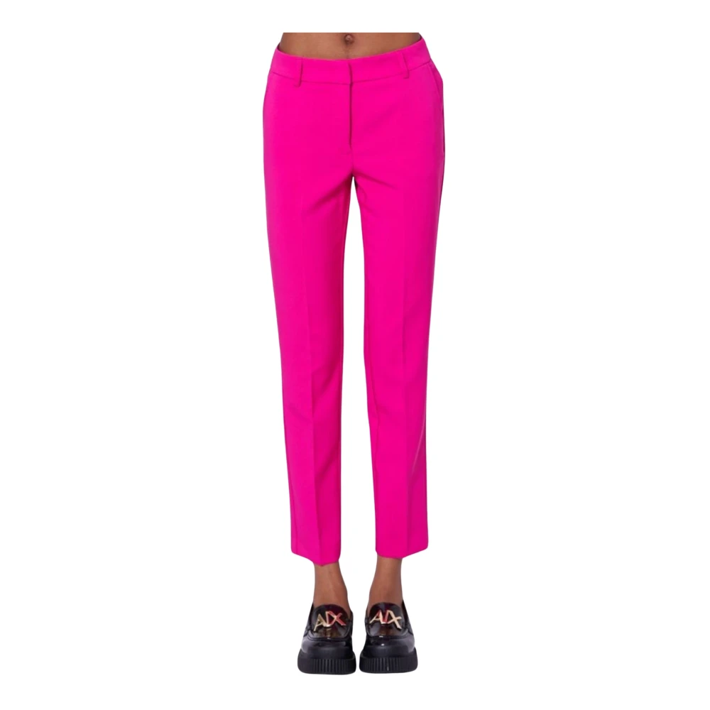 Silvian Heach Pink Cropped Trousers, Female, Xs, Carrot Trousers