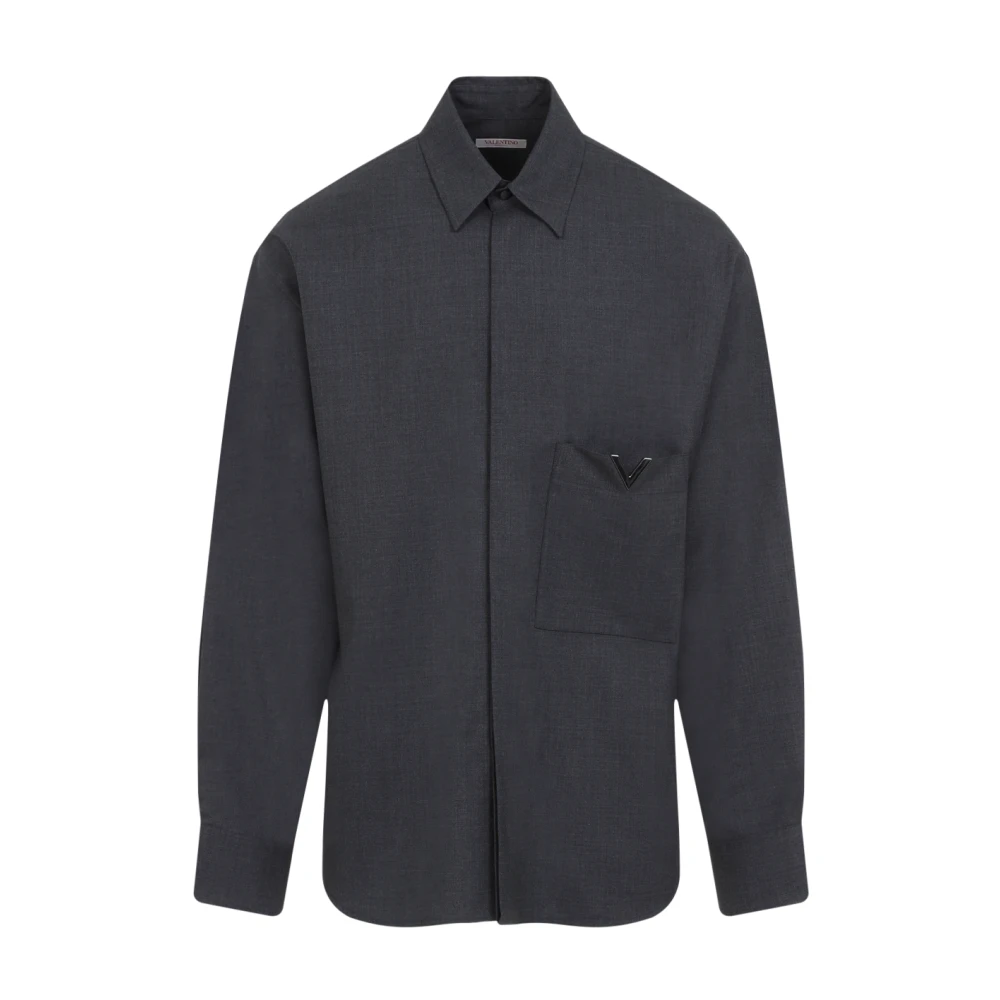 Valentino Luxe Grijs Wollen Shirt Aw24 Gray Heren
