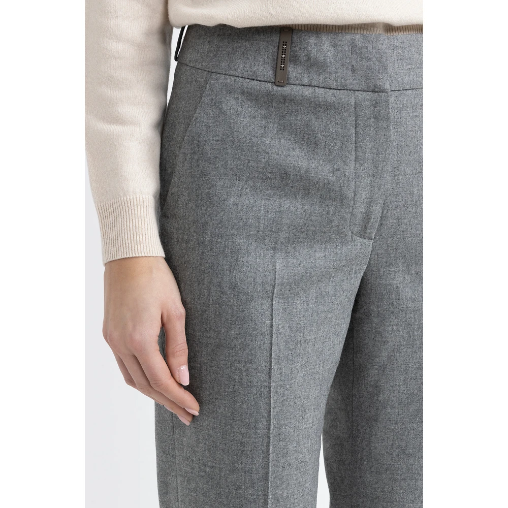 PESERICO Wollen en kasjmier flanellen broek Gray Dames
