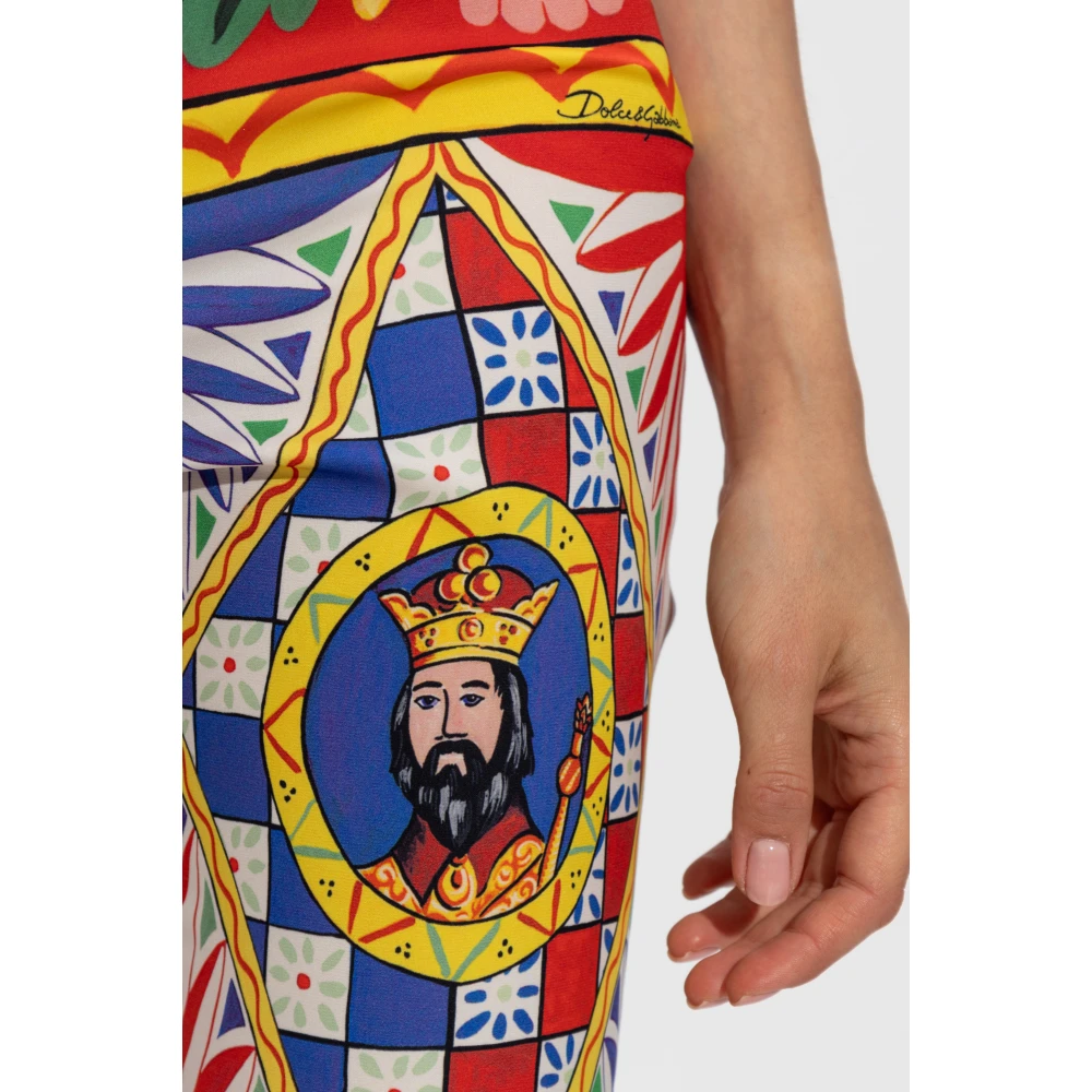 Dolce & Gabbana Zijden broek met Carretto-patroon Multicolor Dames