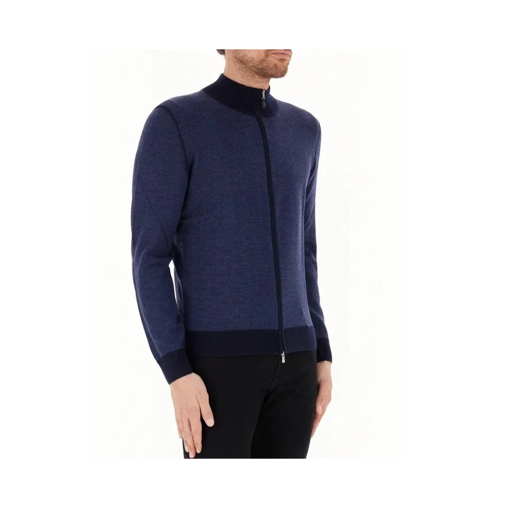 Gran Sasso Blauwe Cardigan van Merinowol Blue Heren
