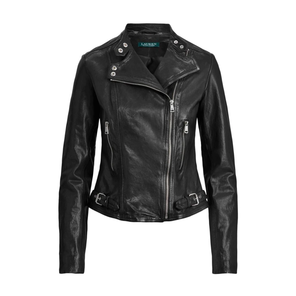 Ralph Lauren Leather Jackets Black Dames