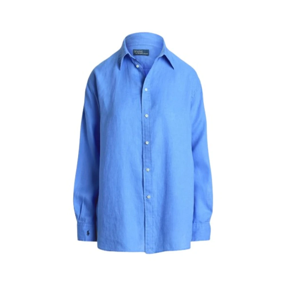 Polo Ralph Lauren Linnen overhemd met puntkraag Blue Dames