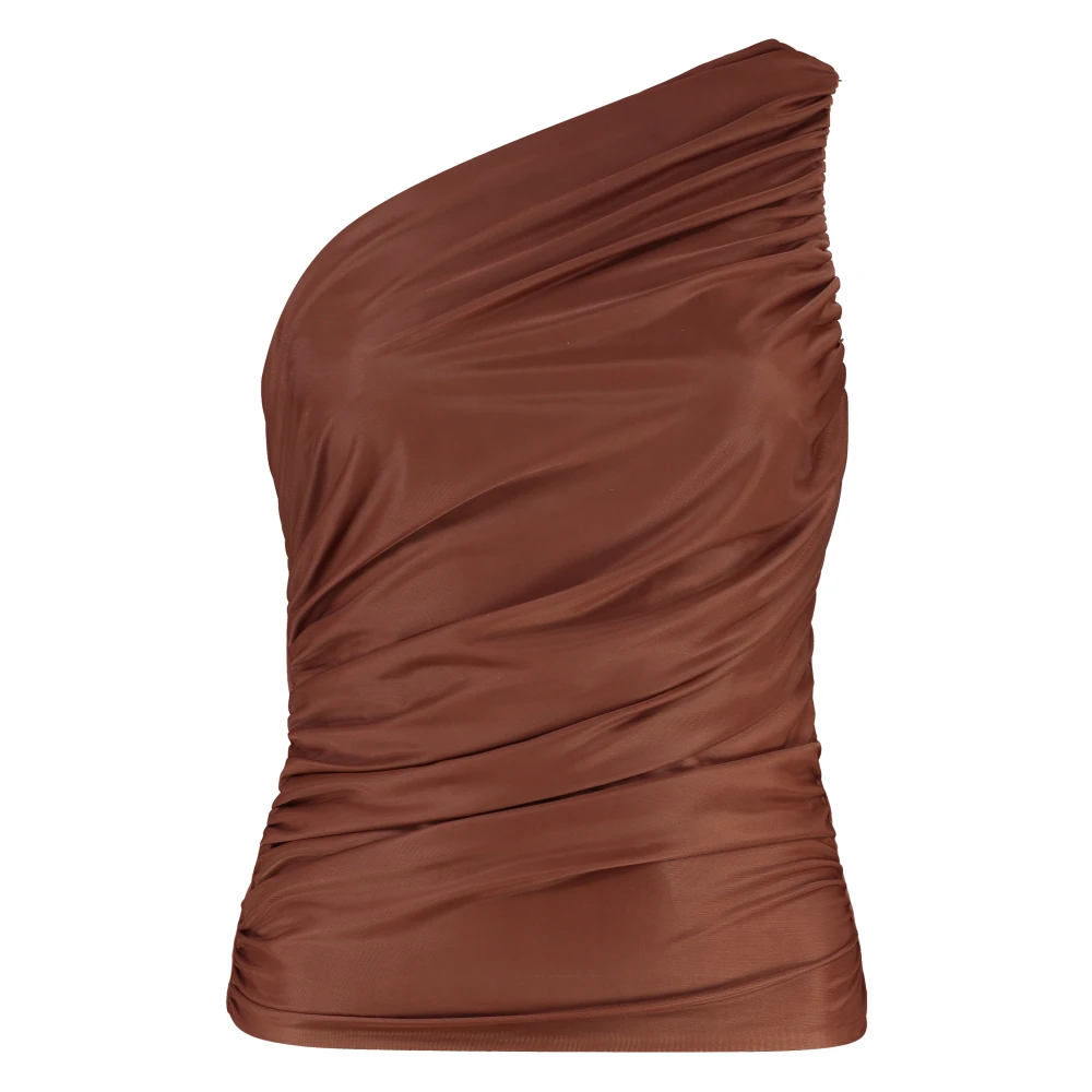 PINKO Draped One-shoulder Top Brown, Dam