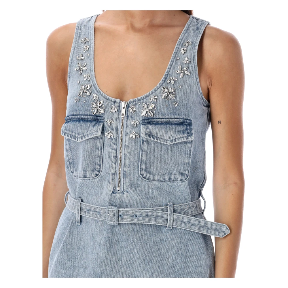 Self Portrait Lichtblauwe Tank Denim Mini Jurk Blue Dames