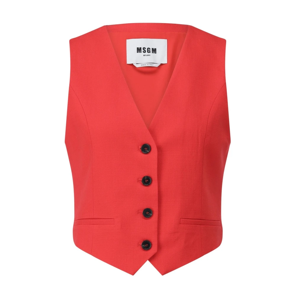 Msgm Elegante V-hals Vest Red Dames
