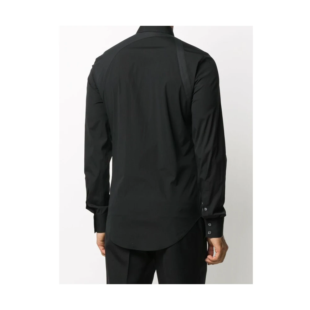alexander mcqueen Zwarte Stretch Katoenen Klassieke Overhemd Black Heren