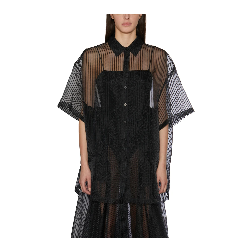 NÜ Denmark Oversized Transparante Blouse Black Dames