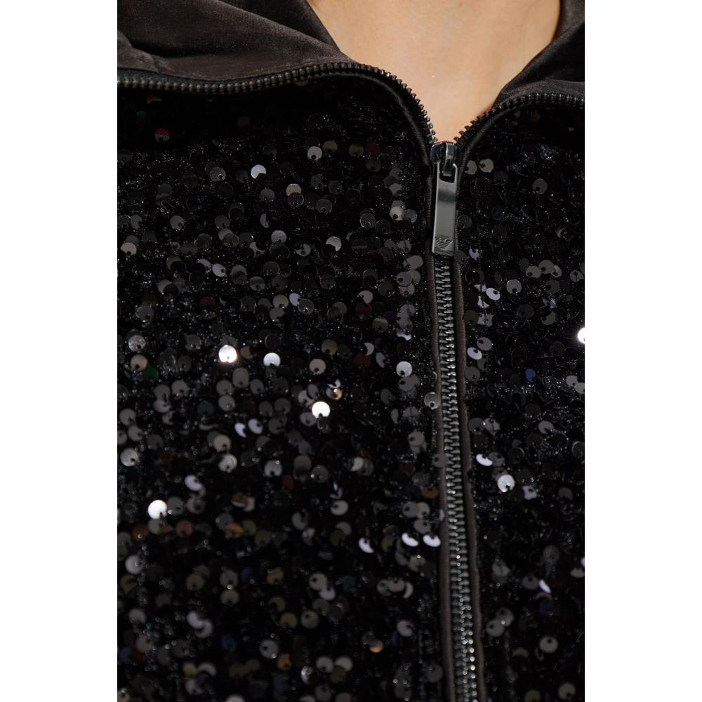 Emporio Armani Paillet Hoodie Black Dames