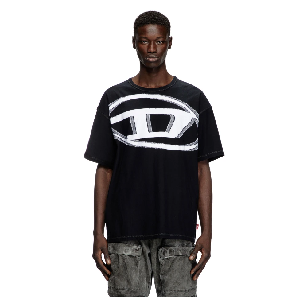 Diesel Katoenen T-shirt met frontprint Black Heren