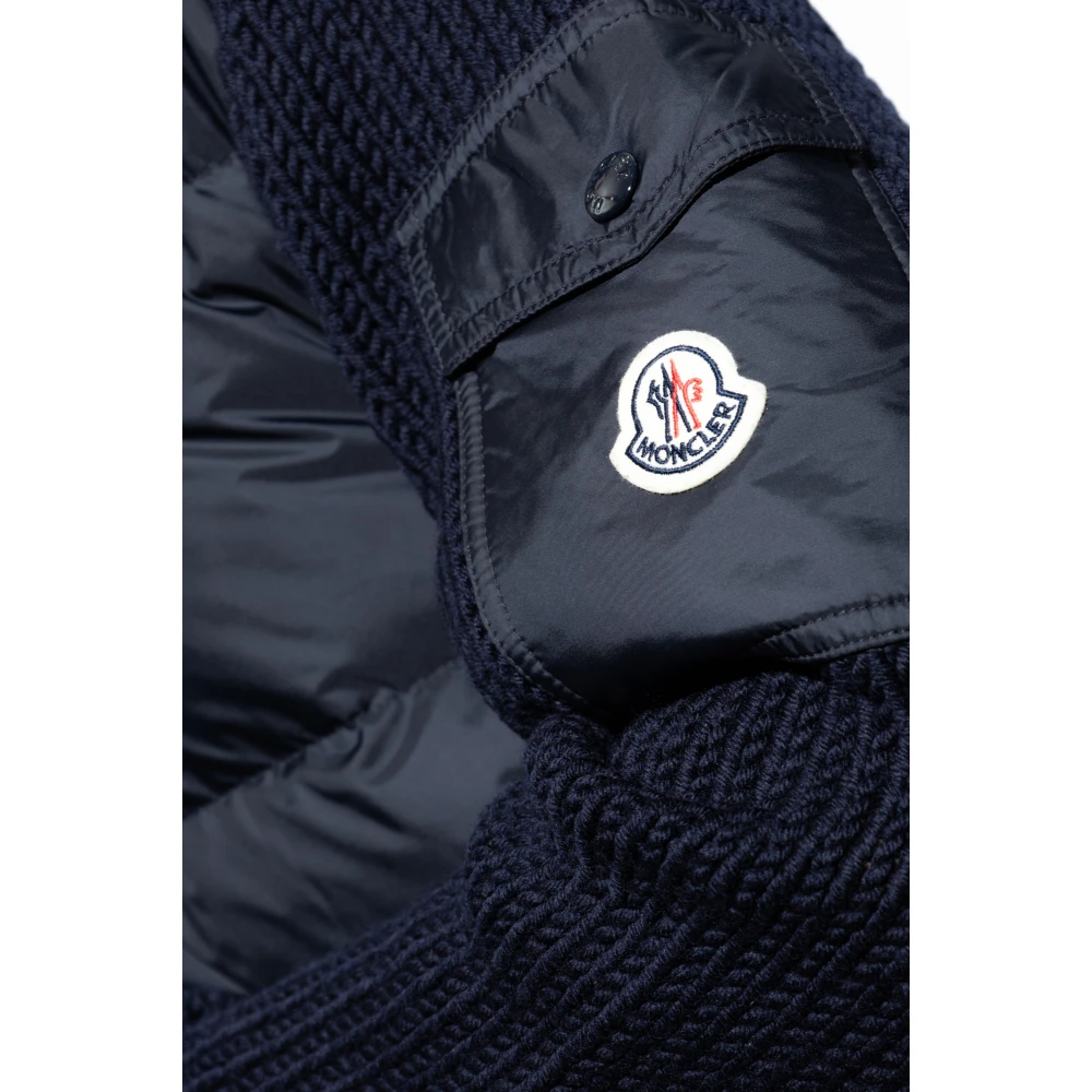 Moncler Cardigan met gewatteerde voorkant Blue Heren