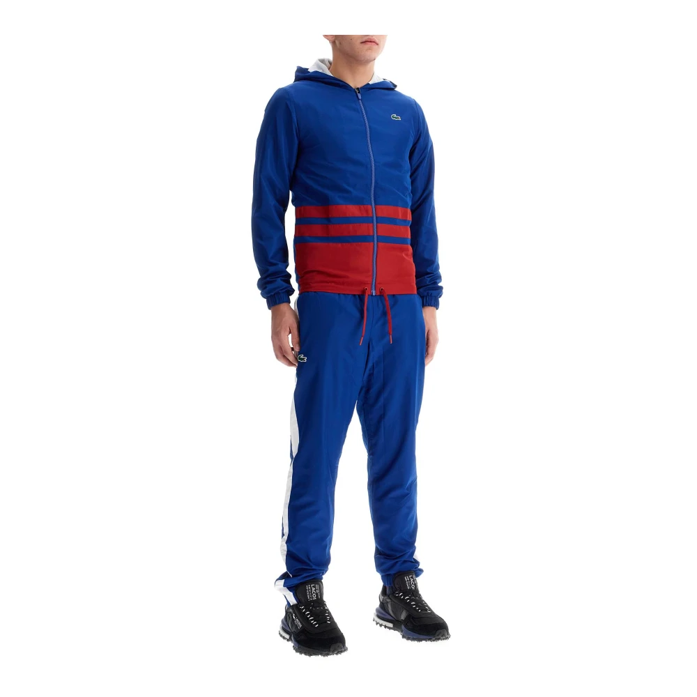 Lacoste Hooded Sport Trainingspak met Diamantpatroon Blue Heren