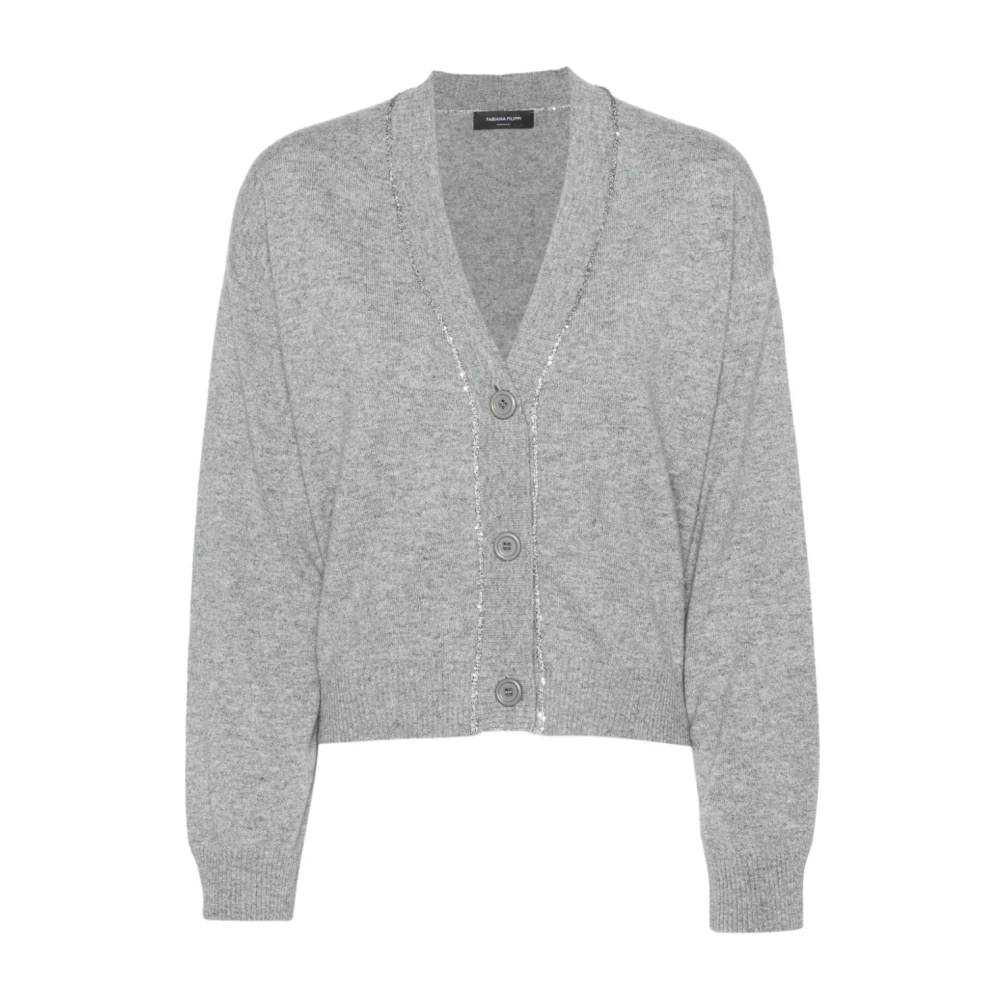 Fabiana Filippi Paillet Versierde Wollen Trui Gray Dames